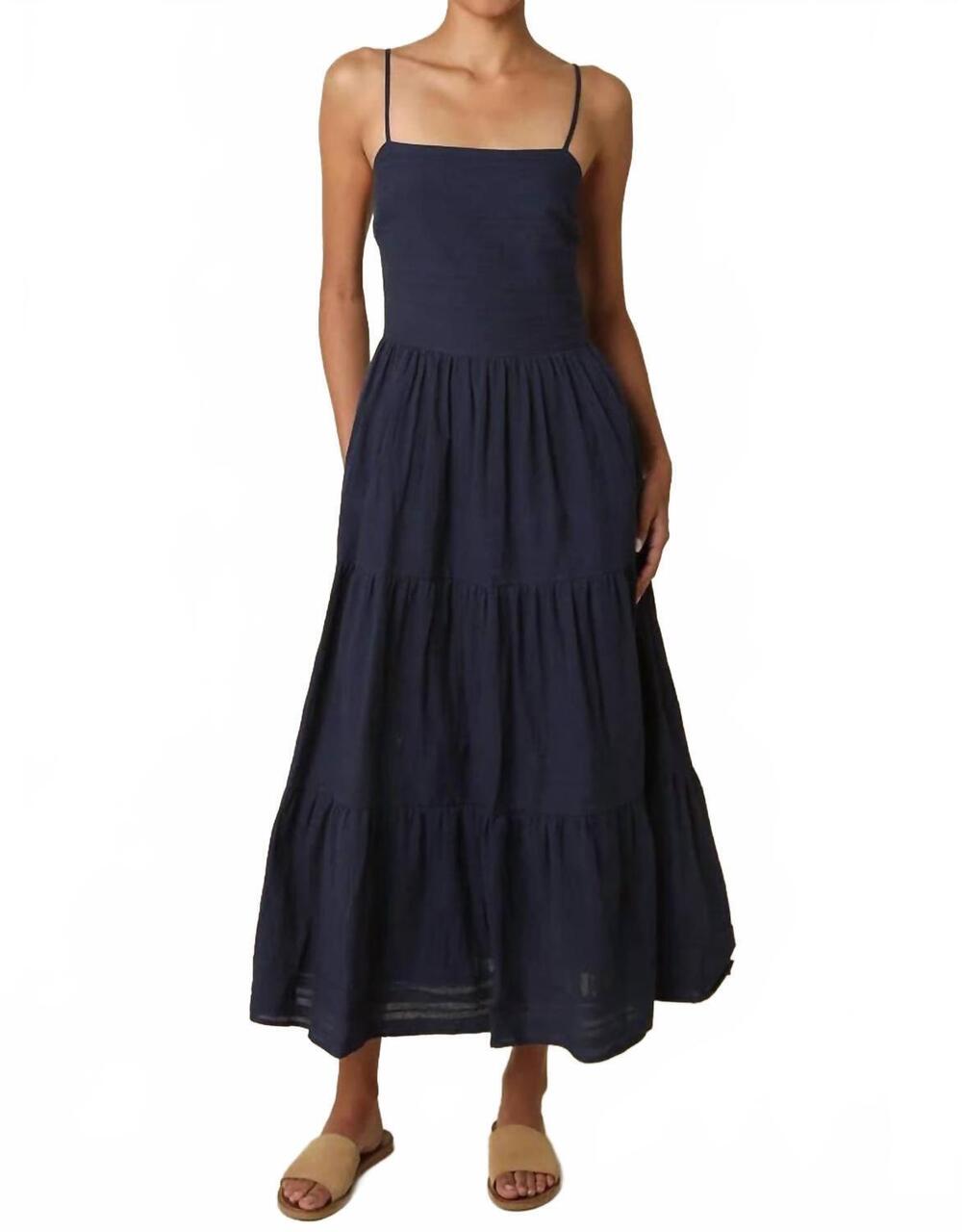 NEW OLIVACEOUS ginny tiered cami maxi dress in navy